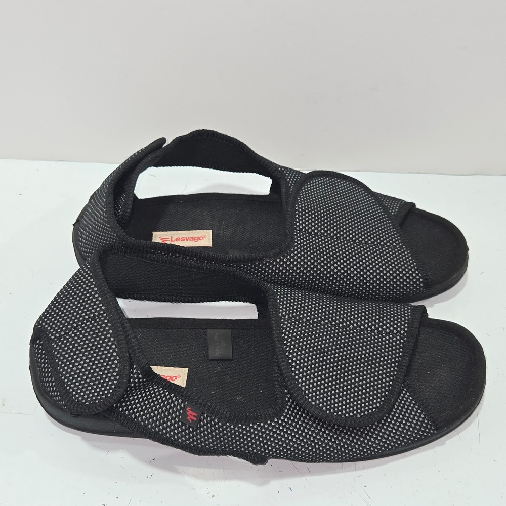 Lesvago Black Mesh Adjustable Strap Comfort Walking Sandals Shoes 49 EU/ 15 US